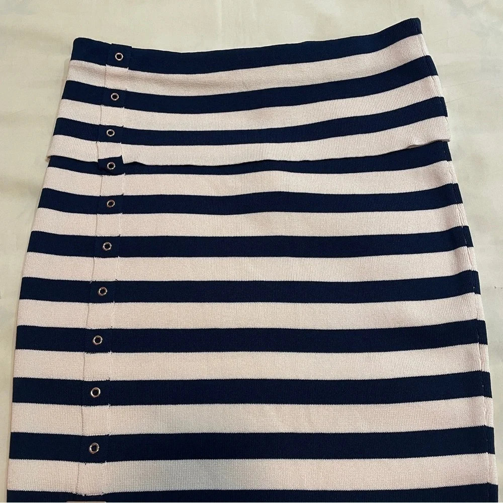 NEW! Ser.O.Ya- Cream And Navy Constance Tube Top Cleat Midi Skirt Set Size XL